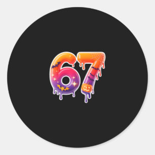 Six Seven 67 6 7 Meme Design Funny Ice Cream Drip  Classic Round Sticker
