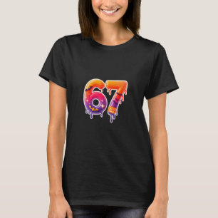 Six Seven 67 6 7 Meme Design Funny Ice Cream Drip T-Shirt