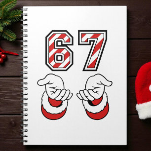 Six Seven 67 6 7 Santa Christmas Meme Holiday Notebook