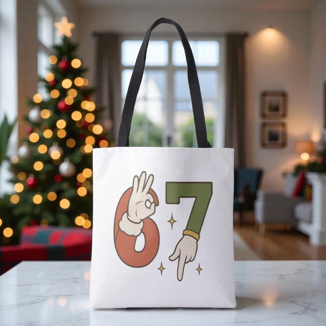  Six Seven 67 6 7 Santa Elf Christmas Meme Tote Bag (Creator Uploaded)