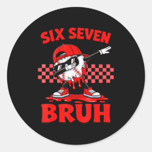 Six seven 67 bruh baseball valentine's day teens classic round sticker