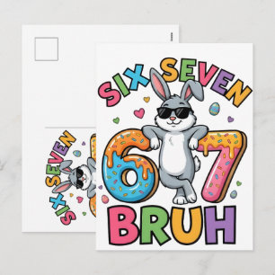 Six Seven 67 Bruh Easter Bunny Meme T-Shirt Funny Holiday Postcard