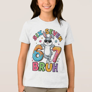 Six Seven 67 Bruh Easter Bunny Meme T-Shirt Funny Tri-Blend Shirt