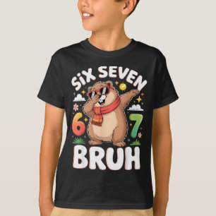 Six Seven 67 Bruh Groundhog Dabbing Funny 6 7 Meme T-Shirt