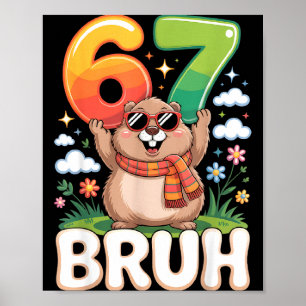 Six Seven 67 Bruh Groundhog Funny 6 7 Meme Boys Ki Poster