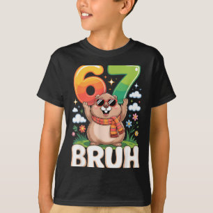 Six Seven 67 Bruh Groundhog Funny 6 7 Meme Boys Ki T-Shirt