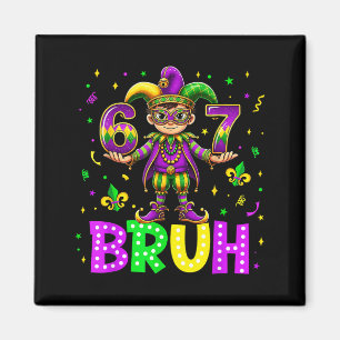 Six Seven 67 Bruh Happy Mardi Gras Leprechaun Fleu Magnet