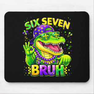 Six Seven 67 Bruh Mardi Gras Mardigator Alligator  Mouse Mat
