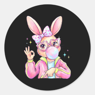 Six Seven 67 Bunny Rabbit For Kids Girls Boys East Classic Round Sticker