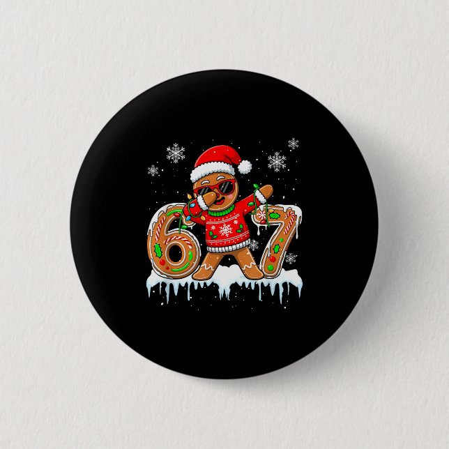 Six Seven 67 Christmas Funny Santa Gingerbread Dab 6 Cm Round Badge (Front)