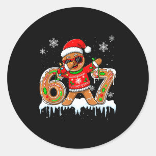 Six Seven 67 Christmas Funny Santa Gingerbread Dab Classic Round Sticker