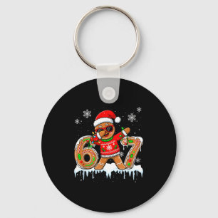 Six Seven 67 Christmas Funny Santa Gingerbread Dab Key Ring
