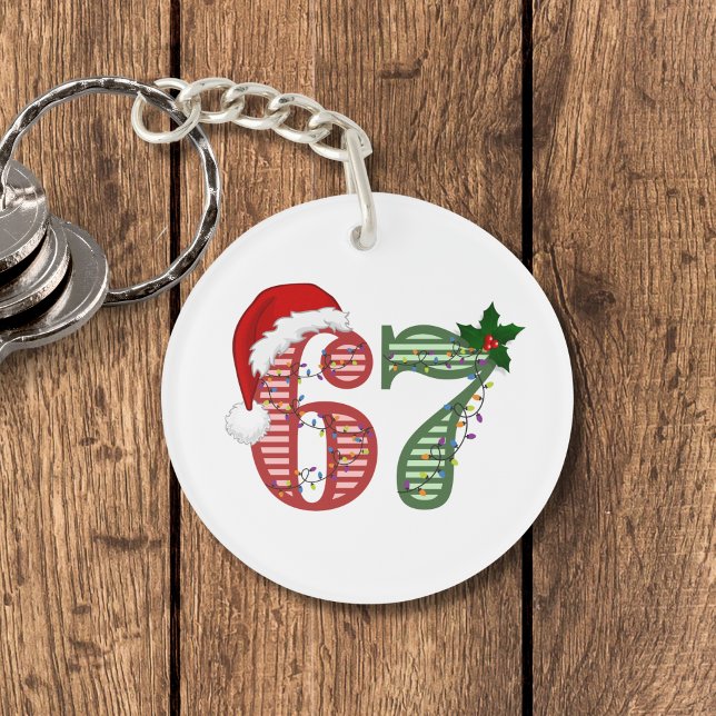 Six Seven 67 Christmas Holiday Key Ring (67 six seven Christmas Key chain)
