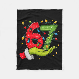Six Seven 67 Christmas Lights Hand Signs Elf Light Fleece Blanket