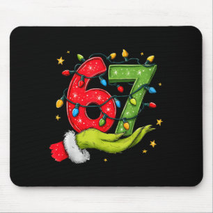 Six Seven 67 Christmas Lights Hand Signs Elf Light Mouse Mat