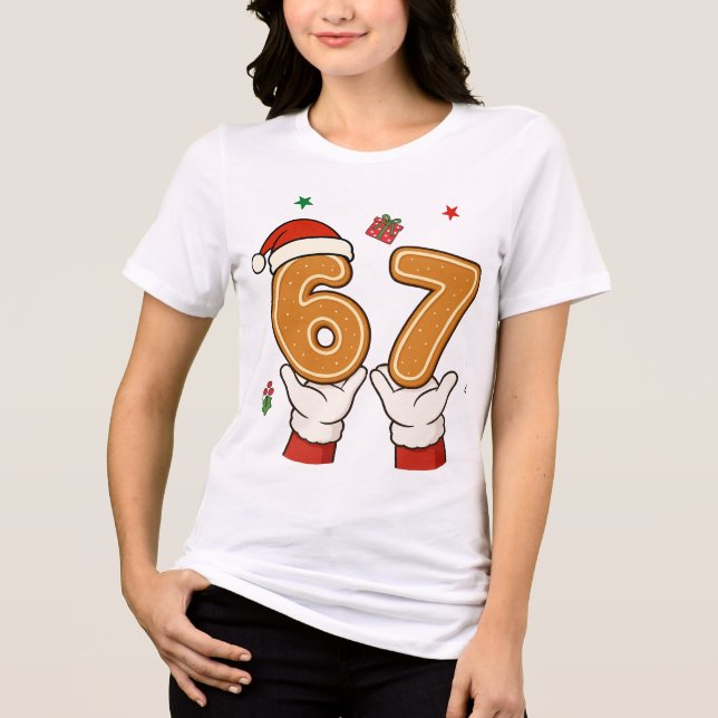 Six Seven - 67 Christmas  Tri-Blend Shirt (Front)