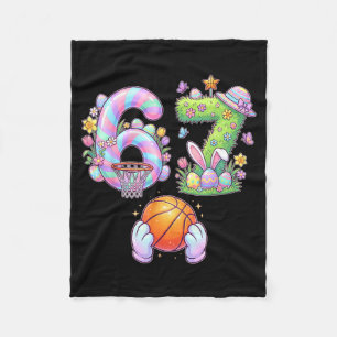 Six Seven 67 Easter Kids Basketball Bunny Egg Hunt Fleece Blanket
