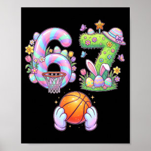 Six Seven 67 Easter Kids Basketball Bunny Egg Hunt Poster
