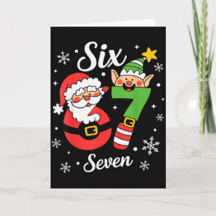 Six Seven 67 Elf Santa Christmas  Card