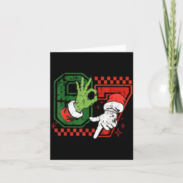 Six Seven 67 Funny Christmas Meme Humor Trendy Cou Card (Front)
