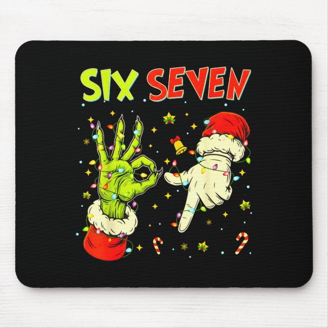 Six Seven 67 Funny Hand-sign Christmas Meme  Mouse Mat (Front)