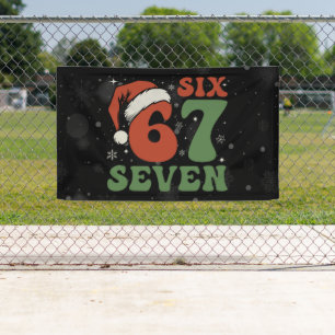 Six Seven 67 Funny Santa Hat Christmas Xmas Meme Banner