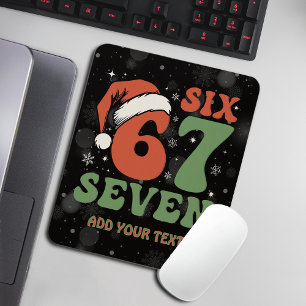 Six Seven 67 Funny Santa Hat Christmas Xmas Meme Mouse Mat
