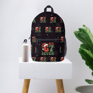 Six Seven 67 Funny Santa Hat Christmas Xmas Meme Printed Backpack