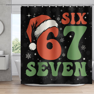 Six Seven 67 Funny Santa Hat Christmas Xmas Meme Shower Curtain
