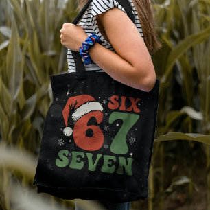 Six Seven 67 Funny Santa Hat Christmas Xmas Meme Tote Bag