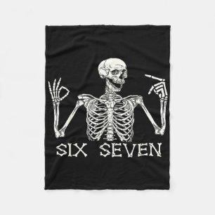 Six Seven 67 Hand Sign Skeleton Meme Halloween Cos Fleece Blanket