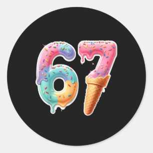 Six Seven 67 Ice Cream Drip Sports Cool Meme Funny Classic Round Sticker