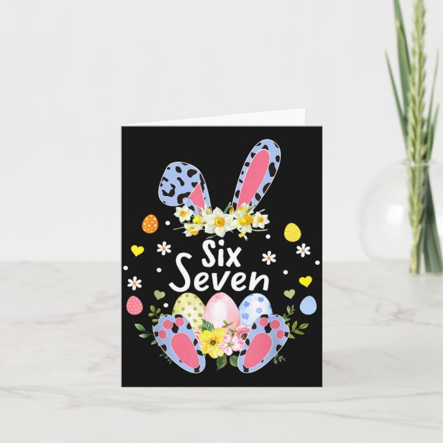 Six seven 67 meme 6 7 bunny leopard kids funny card (Front)
