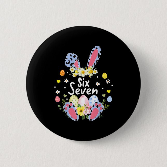 Six Seven 67 Meme 6 7 Bunny Leopard Kids Funny Eas Cm Round Badge (Front)