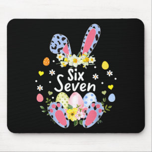 Six seven 67 meme 6 7 bunny leopard kids funny mouse mat