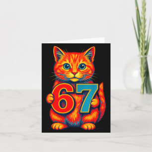Six Seven 67 Meme 6 7 Cat Youth Boy Girl Card