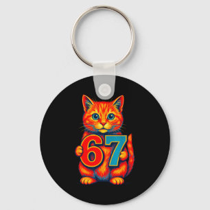 Six Seven 67 Meme 6 7 Cat Youth Boy Girl Key Ring