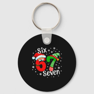 Six Seven 67 Meme 6 7 Elf Santa Christmas  Key Ring