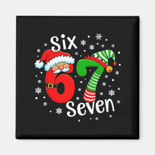 Six Seven 67 Meme 6 7 Elf Santa Christmas Magnet