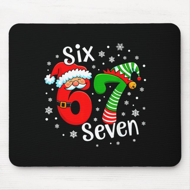Six Seven 67 Meme 6 7 Elf Santa Christmas  Mouse Mat (Front)