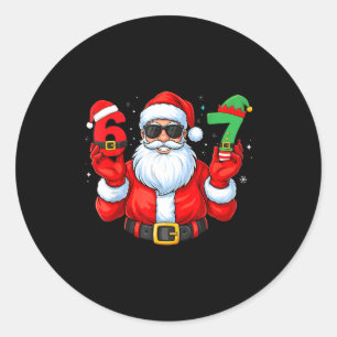 Six Seven 67 Meme 6 7 Elf Santa Christmas Pajamas  Classic Round Sticker