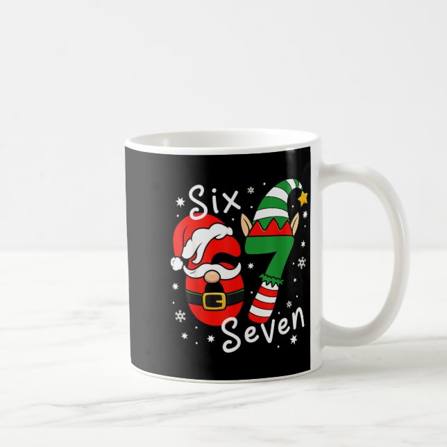 Six Seven 67 Meme 6 7 Elf Santa Christmas Pajamas  Coffee Mug (Right)