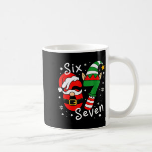 Six Seven 67 Meme 6 7 Elf Santa Christmas Pajamas Coffee Mug