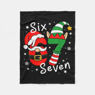 Six Seven 67 Meme 6 7 Elf Santa Christmas Pajamas  Fleece Blanket