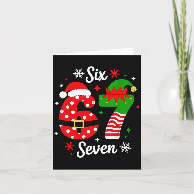 Six Seven 67 Meme 6 7 Santa Christmas Pajamas Kids Card (Front)