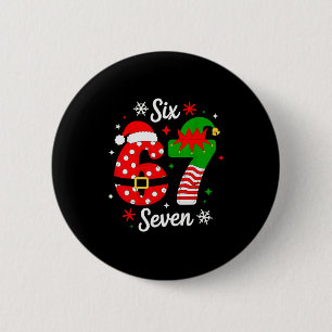 Six Seven 67 Meme 6 7 Santa Christmas Pajamas Kids Cm Round Badge