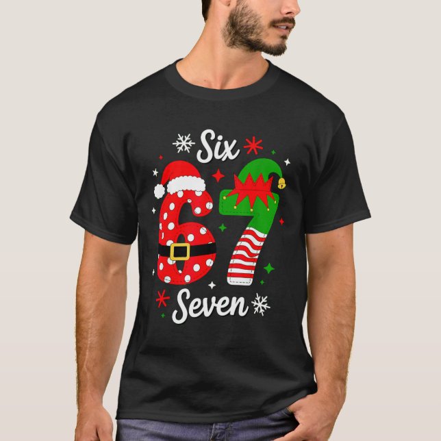 Six Seven 67 Meme 6 7 Santa Christmas Pajamas Kids T-Shirt (Front)