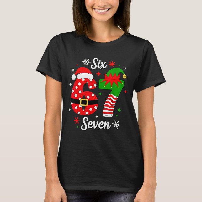 Six Seven 67 Meme 6 7 Santa Christmas Pajamas Kids T-Shirt (Front)