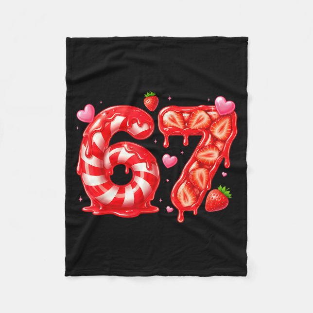 Six Seven 67 Meme 6 7 Valentines Day Heart Men Wom Fleece Blanket (Front)