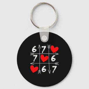 Six Seven 67 Meme 6 7 Valentines Day Heart Men Wom Key Ring